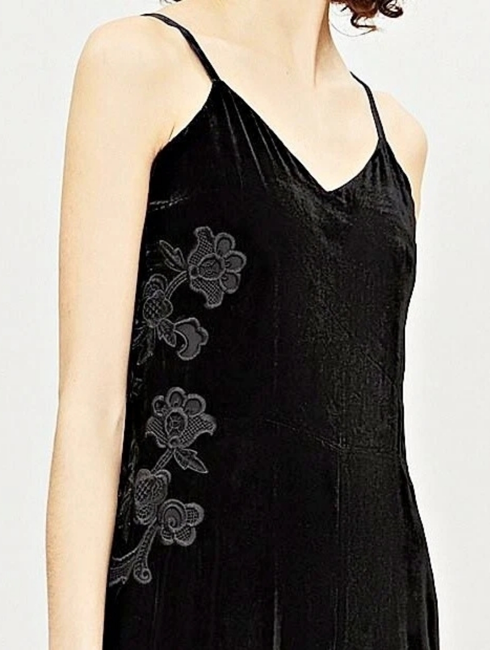 Sandro Black Velvet Sleeveless Jumpsuit with Floral Side Detail Size 6 - Picture 4 of 15